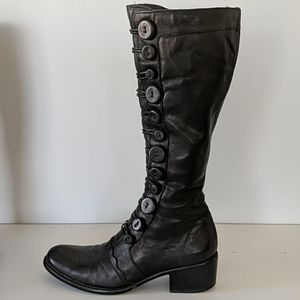 Bertie Pixie black leather button boots